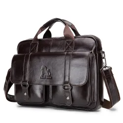 Sac bandoulière business - cuir véritable - grande contenance