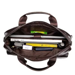 Sac bandoulière business - cuir véritable - grande contenance