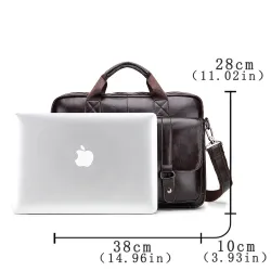 Sac bandoulière business - cuir véritable - grande contenance