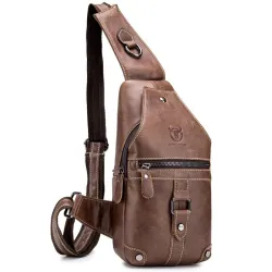 Sac à bandoulière en cuir véritable pour hommes - sac de poitrine - petit sac à dos