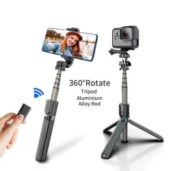 Trépied perche à selfie - avec télécommande - extensible - monopode pliable - Sans fil / Bluetooth