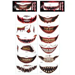 Temporary Halloween tattoo - waterproof sticker - clown mouth - 12 piecesStickers
