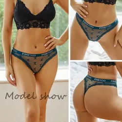 Sexy thongs - floral lace - letters printed - low waist - 3 piecesLingerie