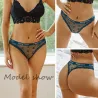Strings sexy - dentelle fleurie - lettres imprimées - taille basse - 3 pièces