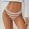 String en coton à rayures colorées - taille basse - 3 pièces