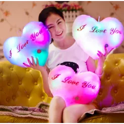 Coussin en forme de coeur z - I LOVE YOU - Lumières LED