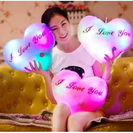 Coussin en forme de coeur z - I LOVE YOU - Lumières LED