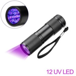 Lampe de poche UV - 21 LED / 12 LED - 395-400nm - vérificateur de faux billets