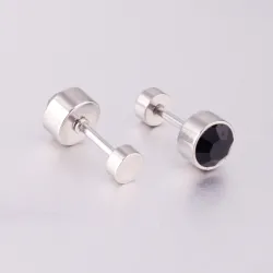 Stainless steel stud earrings - with cubic zirconia - twistable endEarrings