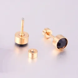 Stainless steel stud earrings - with cubic zirconia - twistable endEarrings