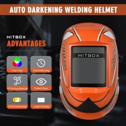 HITBOX - casque de soudage - auto-assombrissant - couleur vraie - lithium solaire - DIN4/5-9/9-13 1/1/1/2