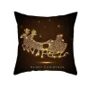 Taie d'oreiller décorative noire - Motifs de Noël - Père Noël - 50*50 cm