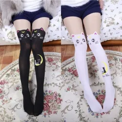 Mi-bas en nylon - motif chat