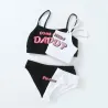 Ensemble de lingerie sexy - haut court - culotte - inscription COME HERE DADDY PLEASE