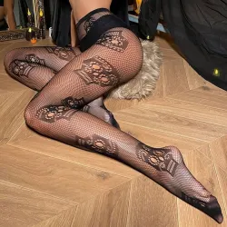 Collants résille sexy - Tête de mort Halloween