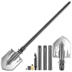 Pelle pliable multifonction - aluminium - militaire - survie