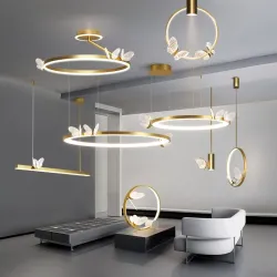 Lampe acrylique moderne - murale - LED - avec papillons