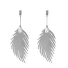 Boucles d'oreilles plumes feuilles - avec une perle