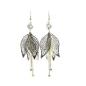 Boucles d'oreilles longues feuilles creuses - avec zircon / perles