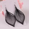 Long black leaf earrings