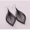 Long black leaf earrings