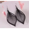 Long black leaf earrings