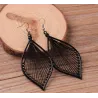Long black leaf earrings