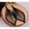 Long black leaf earrings