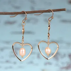 Hook gold earrings - heart / pearlsEarrings