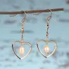 Boucles d'oreilles crochet doré - coeur / perles