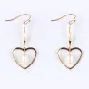Boucles d'oreilles crochet doré - coeur / perles