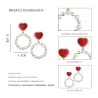 Boucles d'oreilles coeur rouge - pendentif perle ronde