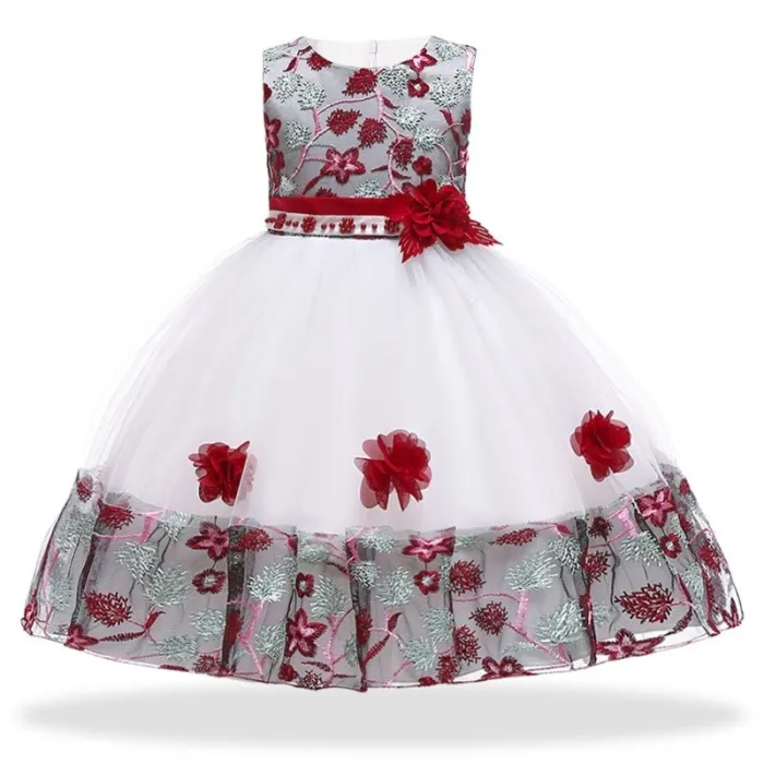 Elegant girls dress - floral lace - tie up bow strapClothing