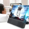 12 pouces - Amplificateur d'écran - Loupe en verre 3D avec haut-parleur Bluetooth - pour smartphone