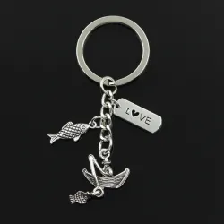Bateau de pêcheur - LOVE - pendentifs poissons - porte-clés