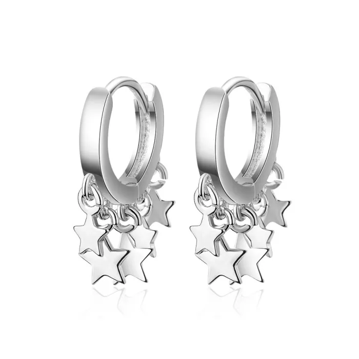 Boucles d'oreilles rondes argent/plaqué or - avec étoiles