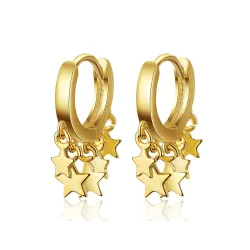 Boucles d'oreilles rondes argent/plaqué or - avec étoiles
