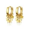 Boucles d'oreilles rondes argent/plaqué or - avec étoiles
