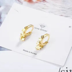 Boucles d'oreilles rondes argent/plaqué or - avec étoiles