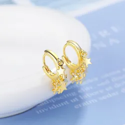 Boucles d'oreilles rondes argent/plaqué or - avec étoiles