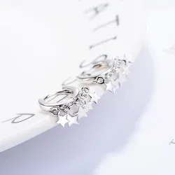 Boucles d'oreilles rondes argent/plaqué or - avec étoiles