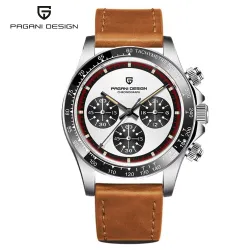 Pagani Design - montre à quartz automatique - verre saphir - chronographe - cuir - acier inoxydable