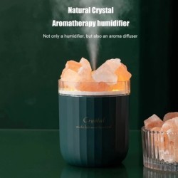 Cristal naturel - humidificateur d'air sans fil pour aromathérapie - avec lampe d'ambiance - diffuseur d'huiles essentielles