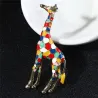 Girafe en émail - broche - coloré - or