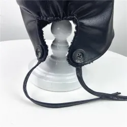 Chapeau de style seau - chapeau en cuir d'hiver chaud - style coréen