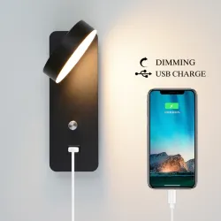 Applique LED - dimmable - tête rotative - chargement USB - 9W