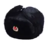 Men's bomber hat - black Russian ushanka - with earflaps - fur / leatherHats & Caps