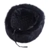 Chapeau bomber homme - ushanka russe noir - avec oreillettes - fourrure / cuir