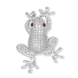 Grenouille en cristal d'argent - broche vintage