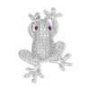 Grenouille en cristal d'argent - broche vintage